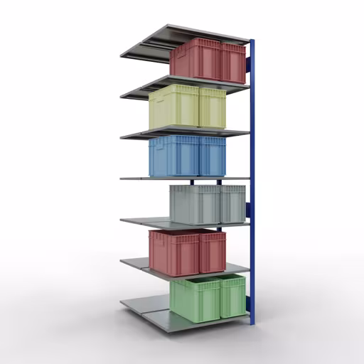 Immagine del prodotto n. 6 dell'articolo scaffale aggiuntivo, scaffale doppio, sistema a innesto per scaffale MULTIplus150, 3000 x 1000 x (2x600) mm, 2x7 ripiani, RAL 5010 blu genziana dalla gamma di prodotti scaffale della marca Schulte Lagertechnik