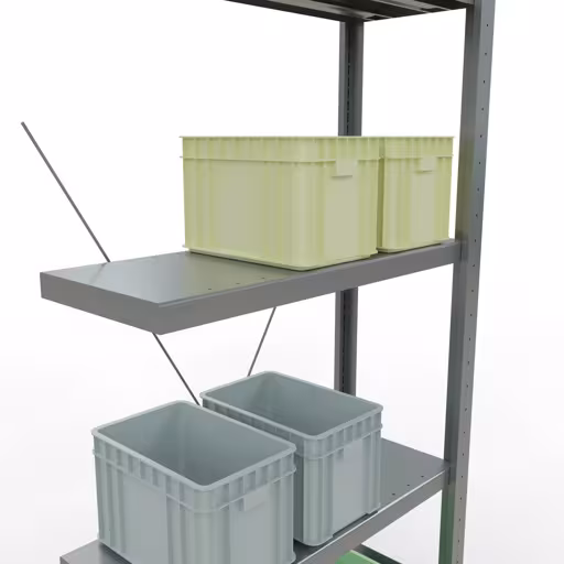 Immagine del prodotto n. 12 dell'articolo ripiano aggiuntivo, ripiano per scaffali, sistema a innesto MULTIplus250, 2000 x 750 x 300 mm (AxLxP), 5 ripiani, traversa, zincato dalla gamma di prodotti del sistema a innesto della marca Schulte Lagertechnik