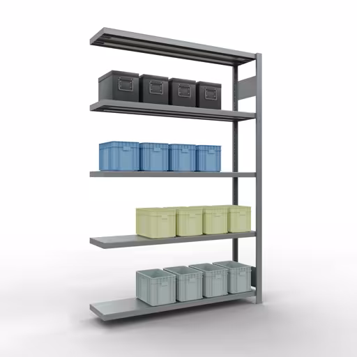 Rayonnage supplémentaire, étagère, système enfichable MULTIplus250, 2000 x 1300 x 300 mm, 5 étagères, barres de longueur, galvanisé de la catégorie des étagères supplémentaires avec le GTIN 4004514282200 , Étagère MULTIplus250 système enfichable, 2000 x 1300 x 300 mm, 5 étagères, galvanisée de Schulte Lagertechnik de la gamme de produits système enfichable