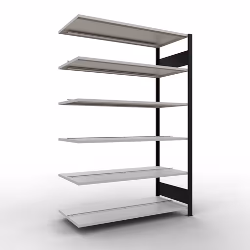 Figure n° 14 de l'article, étagère de bureau, système enfichable MULTIplus150, 2000 x 1300 x 600 mm, 6 étagères, avec butée centrale, noir/gris clair du groupe de produits étagères de bureau de Schulte Lagertechnik