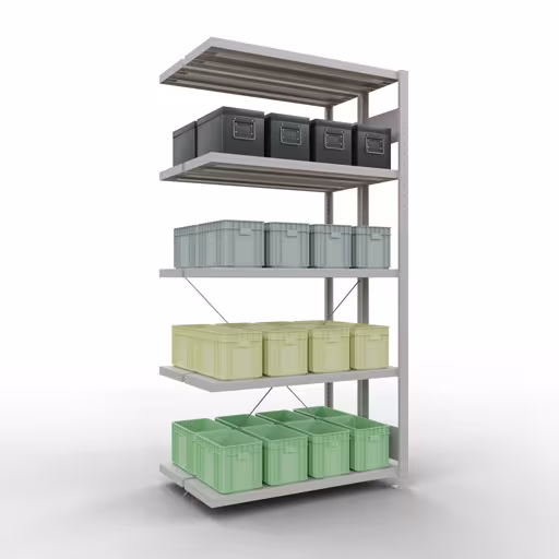 , étagère double, système d'étagères MULTIplus250, 2000 x 1000 x (2x300) mm, 2x5 étagères, gris clair RAL 7035 de Schulte Lagertechnik de la catégorie étagères