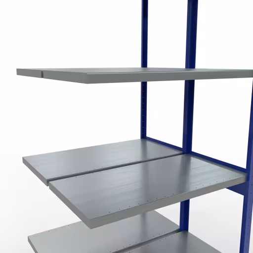 Rayonnage supplémentaire, rayonnage double, système d'étagères MULTIplus250, 3000 x 1000 x (2x500) mm, 2x7 tablettes, barres de longueur, RAL 5010 bleu gentiane de la catégorie rayonnage double avec le GTIN 4058255035809 , étagère double, système d'étagères MULTIplus250, 3000 x 1000 x (2x500) mm, 2x7 étagères, RAL 5010 bleu gentiane de Schulte Lagertechnik de la gamme d'étagères