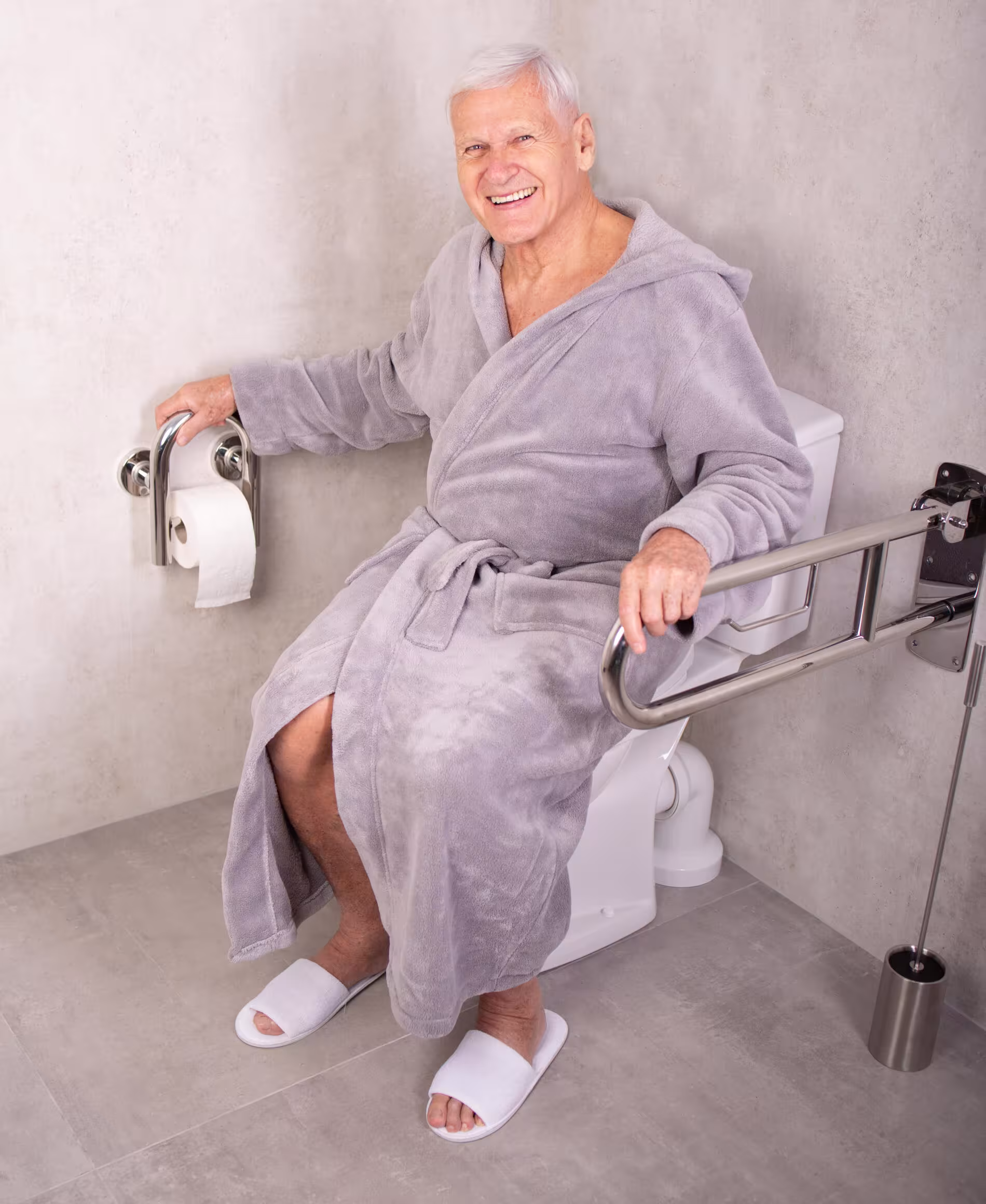 Barre d'appui pour toilettes Uwe, chromée, avec support de papier toilette, en acier inoxydable de Ridder avec réf. A220300