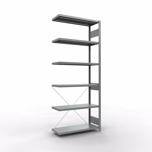 Figura n. 10 dell'articolo scaffale aggiuntivo, scaffale a scaffale, sistema a innesto MULTIplus330, 2500 x 1000 x 400 mm (AxLxP), 6 ripiani, traversa, zincato del gruppo di prodotti sistema a innesto della marca Schulte Lagertechnik