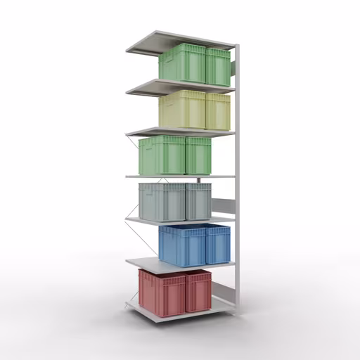 , système d'étagères enfichables MULTIplus150, 3000 x 1000 x 800 mm, 7 étagères, RAL 7035 gris clair de Schulte Lagertechnik de la gamme de produits du système enfichable