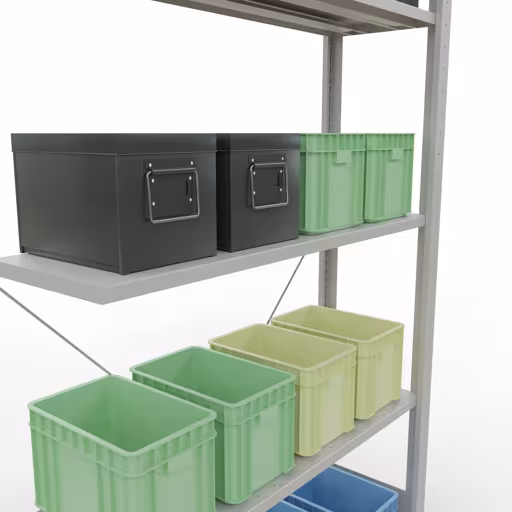 Image du produit n° 12 de l'article Rayonnage complémentaire, rayonnage à étagères, système enfichable MULTIplus150, 2000 x 1000 x 300 mm, 5 tablettes, traverse, RAL 7035 gris clair Figure n° 12 de l'article, système d'étagères enfichables MULTIplus150, 2000 x 1000 x 300 mm, 5 étagères, RAL 7035 gris clair du groupe de produits système enfichable de Schulte Lagertechnik