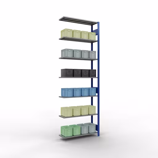 Immagine del prodotto n. 13 dell'articolo Scaffale aggiuntivo, scaffale a scaffale, sistema a innesto MULTIplus85, 3000 x 1000 x 300 mm, 7 ripiani, barre longitudinali, RAL 5010 blu genziana Figura n. 13 dell'articolo scaffale aggiuntivo, scaffale, sistema a innesto MULTIplus85, 3000 x 1000 x 300 mm, 7 ripiani, RAL 5010 blu genziana del gruppo di prodotti sistema a innesto della marca Schulte Lagertechnik