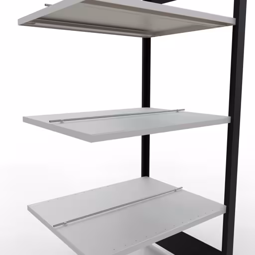 Produktbild Nr 14 des Artikels Anbauregal, Büro-Fachbodenregal Stecksystem MULTIplus150, 1800 x 750 x 600 mm (HxBxT), 5 Fachböden, Längenriegel, mit Mittelanschlag, schwarz/lichtgrau Abbildung Nr 14 des Artikels Anbauregal, Büro-Fachbodenregal Stecksystem MULTIplus150, 1800 x 750 x 600 mm (HxBxT), 5 Fachböden, Längenriegel, mit Mittelanschlag, schwarz/lichtgrau aus der Produktgruppe Büroregale von der Marke Schulte Lagertechnik