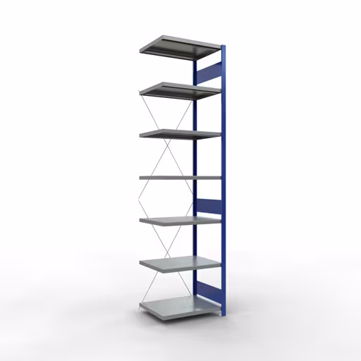 Figure n° 14 de l'article Système d'étagères enfichables MULTIplus250, 3000 x 750 x 600 mm, 7 étagères, RAL 5010 bleu gentiane/galvanisé/galvanisé du groupe de produits système enfichable de Schulte Lagertechnik