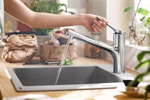 Hansgrohe Miscelatore monocomando per lavello Zesis M33 150, doccetta estraibile, 2jet cromo