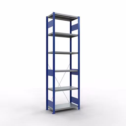 Figure n° 15 de l'article étagère de base, étagère, système enfichable MULTIplus250, 2500 x 750 x 400 mm, 6 étagères, RAL 5010 bleu gentiane/galvanisé/galvanisé du groupe de produits système enfichable de Schulte Lagertechnik