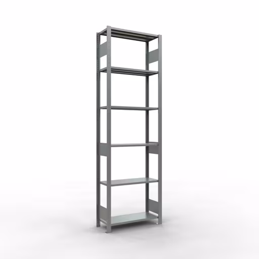 Scaffale base, scaffale, sistema a innesto MULTIplus150, 2500 x 750 x 300 mm (AxLxP), 6 ripiani, barre longitudinali, zincato della marca Schulte Lagertechnik della gamma dei sistemi a innesto