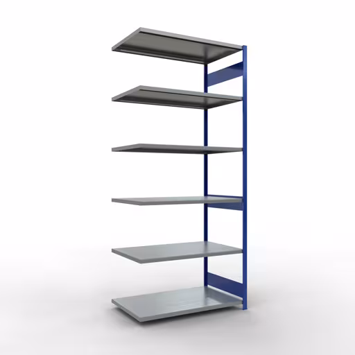 Figure n° 14 de l'article étagère complémentaire, étagère à étagères, système enfichable MULTIplus250, 3000 x 1300 x 800 mm, 7 étagères, RAL 5010 bleu gentiane/galvanisé du groupe de produits système enfichable de Schulte Lagertechnik
