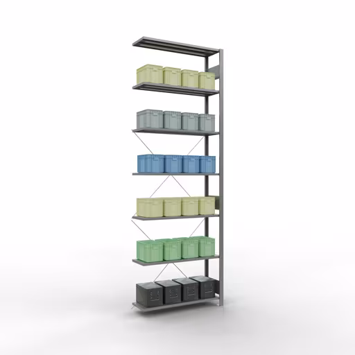 Figure n° 12 de l'article étagère complémentaire, étagère à étagères, système enfichable MULTIplus150, 3000 x 1000 x 300 mm, 7 étagères, galvanisé du groupe de produits système enfichable de la marque Schulte Lagertechnik