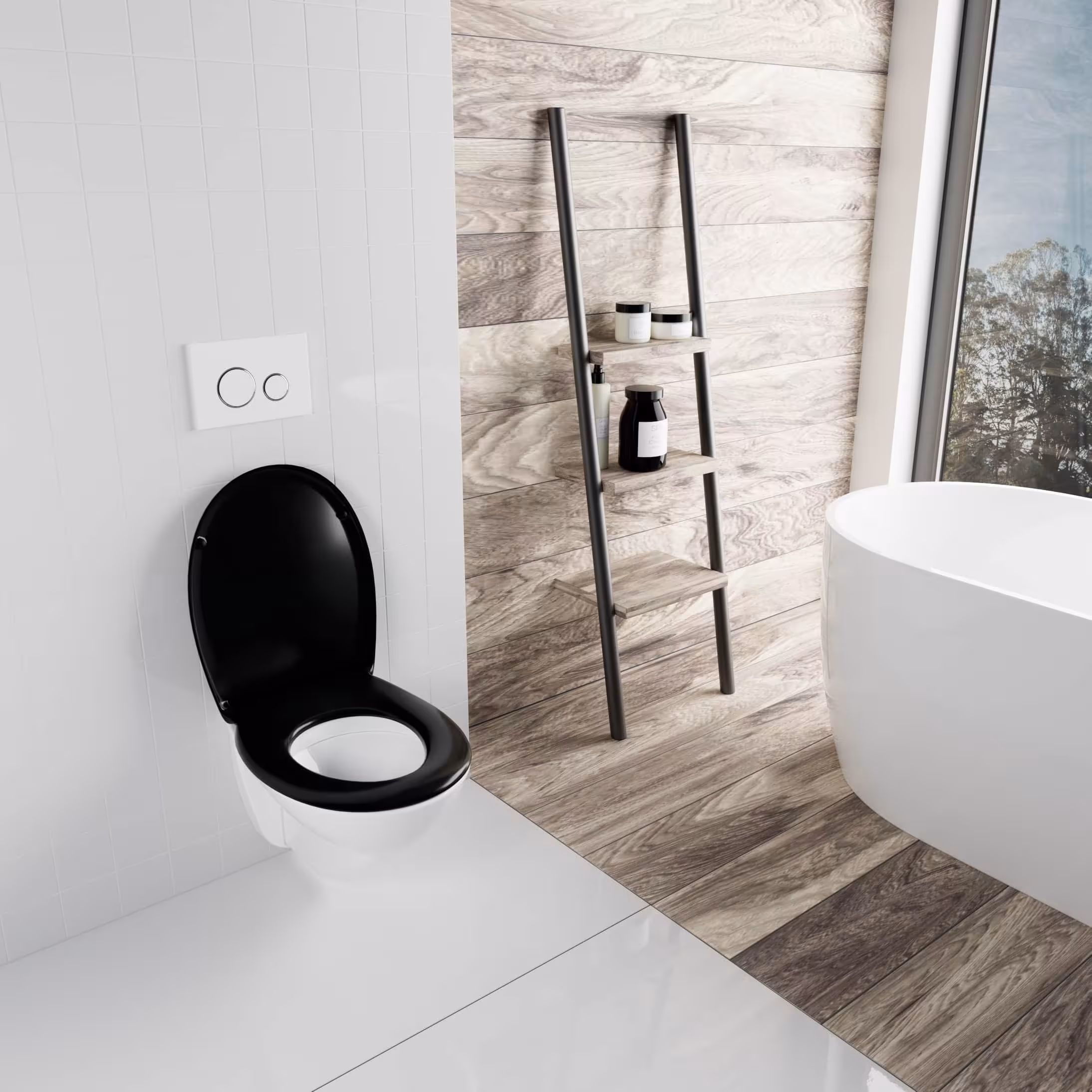 Abattant WC C770 ovale noir avec mécanisme soft-close de LUVETT avec article réf. 539726