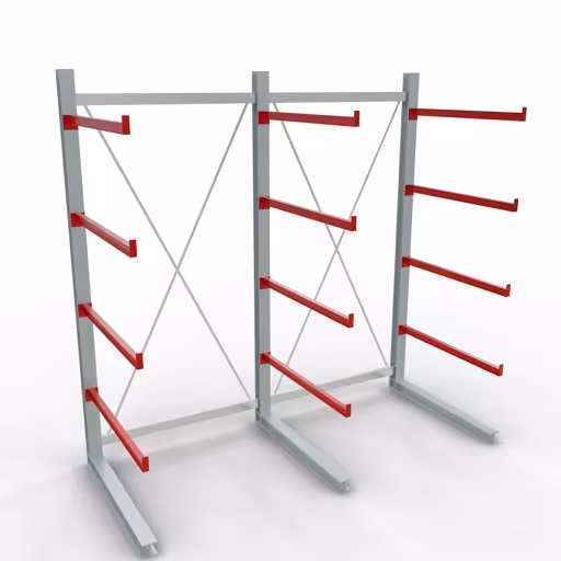 Scaffale completo K 6000, unilaterale, 3000 x 3000 x 1250 mm, RAL 7001 / RAL 3000, 5 livelli di stoccaggio di Schulte Lagertechnik Scaffale completo K 6000, unilaterale, 3000 x 3000 x 1250 mm, RAL 7001 / RAL 3000, 5 livelli di stoccaggio, K6000 per merci pesanti, articolo n. 28705