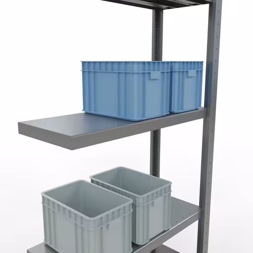 Produktbild Nr 15 des Artikels Anbauregal, Fachbodenregal Stecksystem MULTIplus250, 2000 x 750 x 300 mm (HxBxT), 5 Fachböden, Längenriegel, verzinkt Abbildung Nr 15 des Artikels Anbauregal, Fachbodenregal Stecksystem MULTIplus250, 2000 x 750 x 300 mm (HxBxT), 5 Fachböden, Längenriegel, verzinkt aus der Produktgruppe Stecksystem von der Marke Schulte Lagertechnik