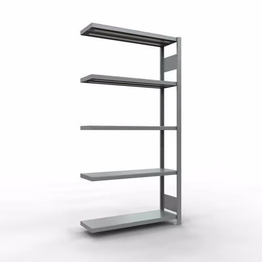 Scaffale aggiuntivo, scaffale, sistema a innesto MULTIplus250, 2000 x 1000 x 300 mm (AxLxP), 5 ripiani, barre longitudinali, zincato, ripiano aggiuntivo, articolo n. 12935-LR