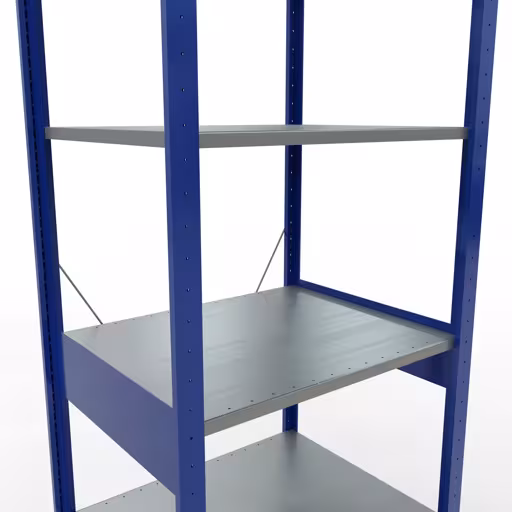 Scaffale base, scaffale, sistema a innesto MULTIplus150, 2500 x 750 x 600 mm (AxLxP), 6 ripiani, traversa, RAL 5010 blu genziana/zincato/zincato della marca Schulte Lagertechnik della gamma sistemi a innesto