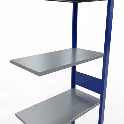 Immagine del prodotto n. 14 dell'articolo scaffale aggiuntivo, scaffale, sistema a innesto MULTIplus150, 3000 x 750 x 400 mm, 7 ripiani, RAL 5010 blu genziana/zincato/zincato della gamma di prodotti per sistemi a innesto della marca Schulte Lagertechnik