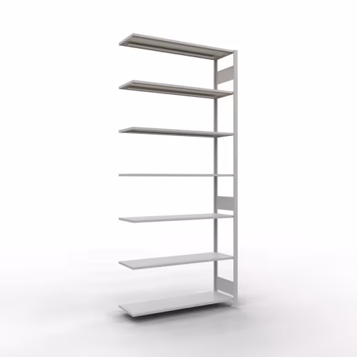 Étagère supplémentaire, étagère, système enfichable MULTIplus150, 3000 x 1300 x 400 mm (HxLxP), 7 étagères, barre de longueur, RAL 7035 gris clair, étagère supplémentaire, réf. 32647-130-LR