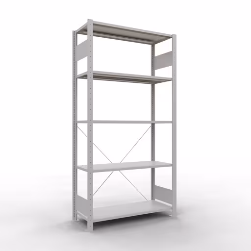 Figura n. 12 dell'articolo scaffale base, scaffale, sistema a innesto MULTIplus85, 2000 x 1000 x 400 mm (AxLxP), 5 ripiani, traversa, RAL 7035 grigio chiaro del gruppo di prodotti sistema a innesto della marca Schulte Lagertechnik