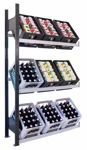 Étagère supplémentaire, support pour caisses à boissons 1800 x 1000 x 300 mm (HxLxP), noir/argent, 3 niveaux pour 9 caisses à boissons de Schulte Lagertechnik Étagère supplémentaire, support pour caisses à boissons 1800 x 1000 x 300 mm (HxLxP), noir/argent, 3 niveaux pour 9 caisses à boissons, rangement pour boissons, réf. 37007-S