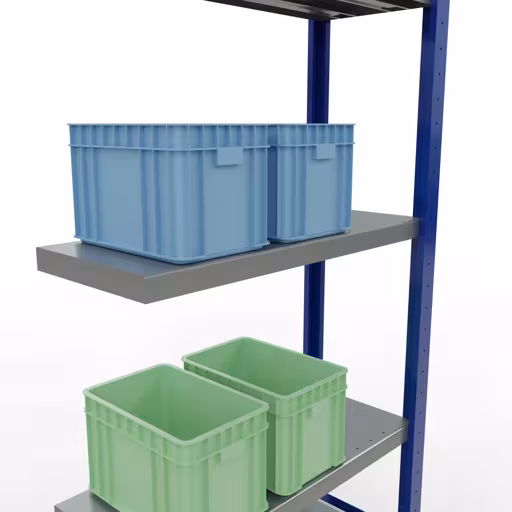 Image du produit n° 13 de l'article Rayonnage complémentaire, rayonnage à étagères, système enfichable MULTIplus250, 2000 x 750 x 300 mm, 5 étagères, barres longitudinales, RAL 5010 bleu gentiane/galvanisé/galvanisé Figure n° 13 de l'article, Étagère MULTIplus250 système enfichable, 2000 x 750 x 300 mm, 5 étagères, RAL 5010 bleu gentiane/galvanisé/galvanisé du groupe de produits système enfichable de Schulte Lagertechnik