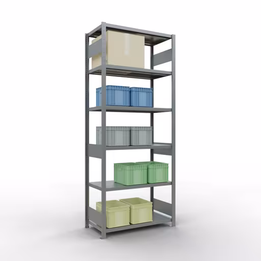 Étagère de base, étagère, système enfichable MULTIplus250, 2500 x 1000 x 500 mm, 6 étagères, galvanisée de Schulte Lagertechnik de la gamme de produits du système enfichable