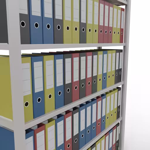Figure n° 12 de l'article, étagère de bureau, système enfichable MULTIplus85, 2000 x 1300 x 300 mm, 6 étagères, traverse, avec baguette d'arrêt, gris clair du groupe de produits étagères de bureau de Schulte Lagertechnik