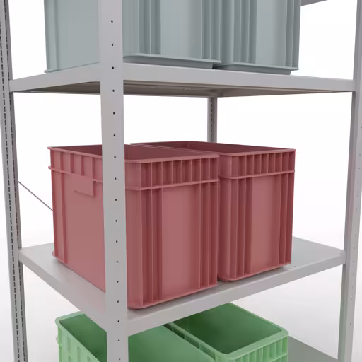 Image du produit n° 12 de l'article étagère de base, étagère, système enfichable MULTIplus330, 2000 x 1000 x 800 mm (HxLxP), 5 étagères, traverse, RAL 7035 gris clair Figure n° 12 de l'article étagère de base, système d'étagères enfichables MULTIplus330, 2000 x 1000 x 800 mm, 5 étagères, gris clair RAL 7035 du groupe de produits système enfichable de la marque Schulte Lagertechnik