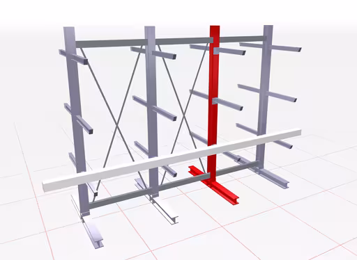 Une autre vue de l'article Support cantilever K 6000, double face 2000 x 1500 mm, IPE 330, charge maximale 10500 kg, RAL 7001 de la catégorie racks cantilever