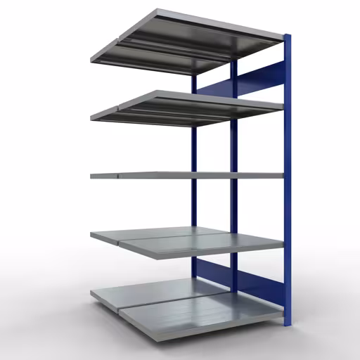 , étagère double, système d'étagères MULTIplus250, 2000 x 1000 x (2x600) mm, 2x5 étagères, RAL 5010 bleu gentiane de Schulte Lagertechnik de la catégorie étagères