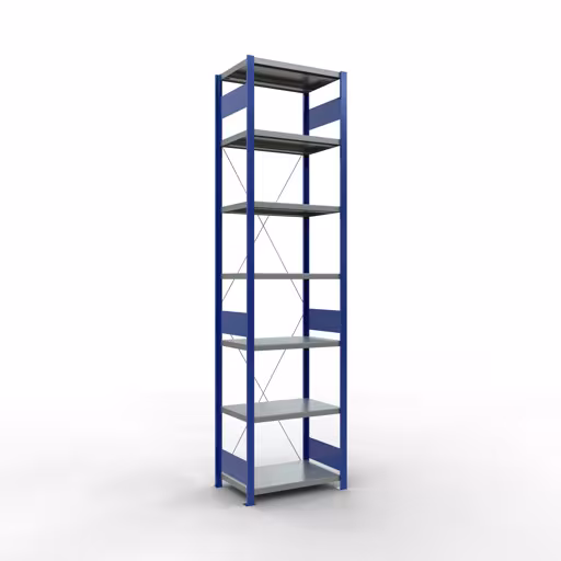 Figure n° 14 de l'article étagère de base, étagère, système enfichable MULTIplus250, 3000 x 750 x 500 mm, 7 étagères, RAL 5010 bleu gentiane/galvanisé/galvanisé du groupe de produits système enfichable de Schulte Lagertechnik