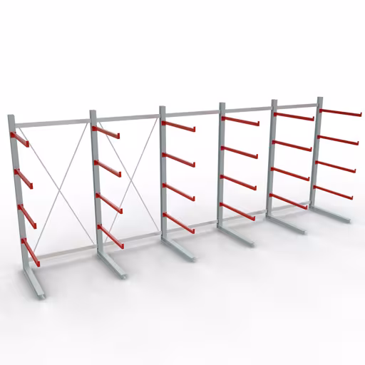 Figura n. 9 dell'articolo Scaffale completo K 6000, unilaterale, 3000 x 7500 x 1250 mm, RAL 7001 / RAL 3000, 5 livelli di stoccaggio del gruppo di prodotti scaffalature cantilever della marca Schulte Lagertechnik