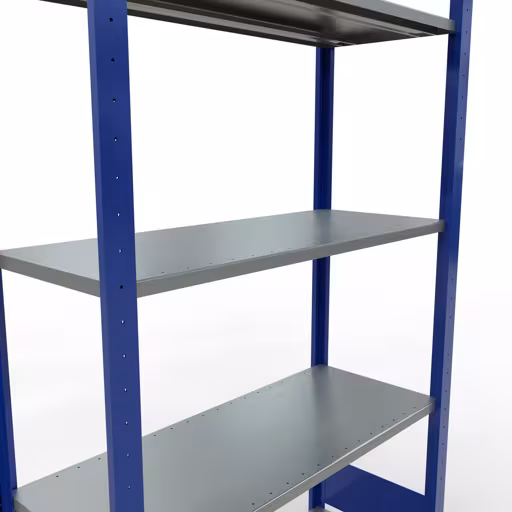 Scaffale base, scaffale, sistema a innesto MULTIplus150, 2000 x 1000 x 400 mm (AxLxP), 5 ripiani, barre longitudinali, RAL 5010 blu genziana/zincato della categoria scaffale base con GTIN 4004514279965 Scaffale base, scaffale, sistema a innesto MULTIplus150, 2000 x 1000 x 400 mm (AxLxP), 5 ripiani, barre longitudinali, RAL 5010 blu genziana/zincato della marca Schulte Lagertechnik della gamma sistemi a innesto