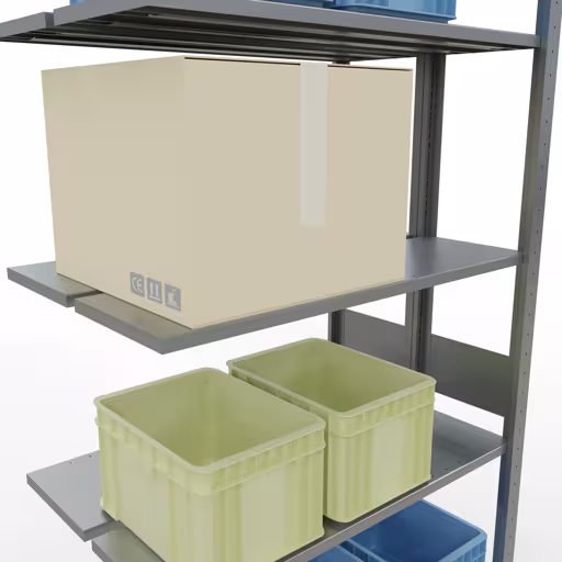 Image du produit n° 14 de l'article Étagère supplémentaire, étagère double, système d'étagères MULTIplus150, 3000 x 1000 x (2x300) mm (HxLxP), 2x7 étagères, barres de longueur, galvanisé Figure n° 14 de l'article étagère complémentaire, étagère double, système d'étagères enfichables MULTIplus150, 3000 x 1000 x (2x300) mm, 2x7 étagères, galvanisées du groupe de produits étagères de la marque Schulte Lagertechnik