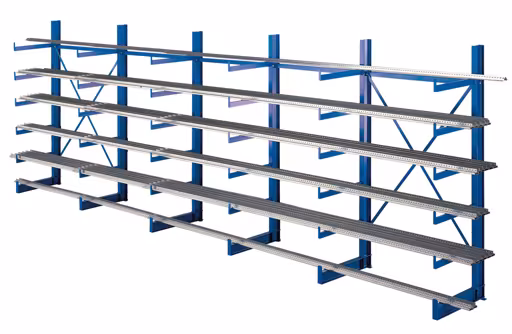 Set di scaffalature cantilever K 1000, unilaterale, 2000 x 6250 x 500, RAL 5010 blu genziana, K1000 per merci leggere, articolo n. 14488