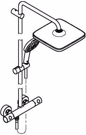 Technische Zeichnung 4037134 GROHE Duschsystem Tempesta 250 Cube 26689_1 Brause-Thermostatbatterie Kopfbrause Tempesta 250 Cube chrom