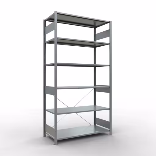Représentation supplémentaire de l'article Étagère de base du système enfichable 2500x1300x600 mm, type 150 kg, galvanisée à partir de l'étagère de base
