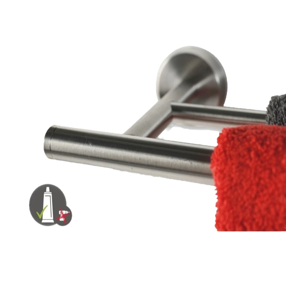 Ohne Text 2179481 AXIAL Handtuchhalter 2 Stangen Edelstahl - zum KLEBEN oder BOHREN