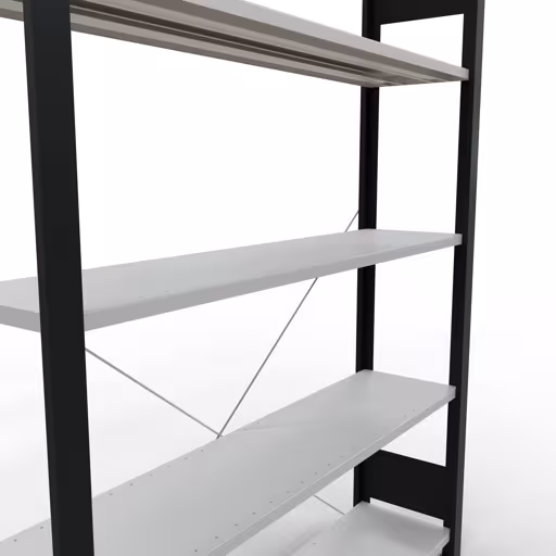 Figura n. 13 dell'articolo scaffale base, scaffale per ufficio, sistema a innesto MULTIplus85, 1800 x 1300 x 300 mm, 5 ripiani, nero/grigio chiaro del gruppo di prodotti scaffali per ufficio della marca Schulte Lagertechnik