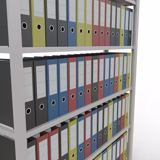 Produktbild Nr 11 des Artikels Grundregal, Büro-Fachbodenregal Stecksystem MULTIplus85, 2000 x 1300 x 300 mm (HxBxT), 6 Fachböden, Kreuzstrebe, ohne Anschlagleiste, lichtgrau Abbildung Nr 11 des Artikels Grundregal, Büro-Fachbodenregal Stecksystem MULTIplus85, 2000 x 1300 x 300 mm (HxBxT), 6 Fachböden, Kreuzstrebe, ohne Anschlagleiste, lichtgrau aus der Produktgruppe Büroregale von der Marke Schulte Lagertechnik