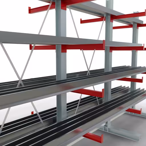 Figura n. 11 dell'articolo Scaffale completo K 3000, bilaterale, 2500 x 3900 x 600 mm, RAL 7001 / RAL 3000, 5 livelli di stoccaggio del gruppo di prodotti scaffalature cantilever della marca Schulte Lagertechnik