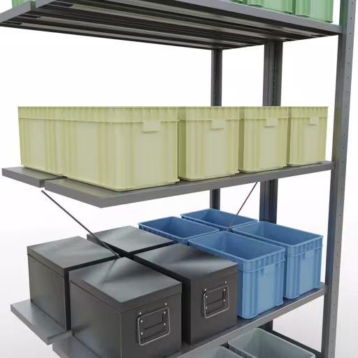 Immagine aggiuntiva dell'articolo Ripiano aggiuntivo, ripiano doppio, sistema a innesto per ripiano MULTIplus150, 2000 x 1000 x (2x300) mm (AxLxP), 2x5 ripiani, traversa, zincato da ripiani doppi