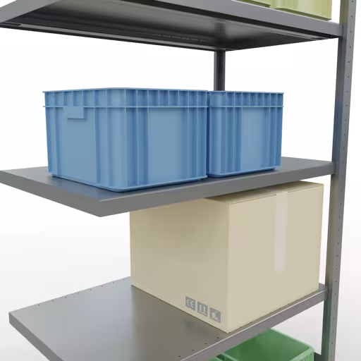 Produktbild Nr 15 des Artikels Anbauregal, Fachbodenregal Stecksystem MULTIplus330, 2000 x 1000 x 600 mm (HxBxT), 5 Fachböden, Längenriegel, verzinkt Abbildung Nr 15 des Artikels Anbauregal, Fachbodenregal Stecksystem MULTIplus330, 2000 x 1000 x 600 mm (HxBxT), 5 Fachböden, Längenriegel, verzinkt aus der Produktgruppe Stecksystem von der Marke Schulte Lagertechnik