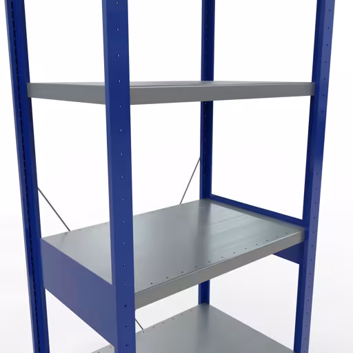 Étagère de base, étagère, système enfichable MULTIplus250, 2500 x 750 x 500 mm, 6 étagères, traverse, RAL 5010 bleu gentiane/galvanisé/galvanisé de Schulte Lagertechnik de la catégorie système enfichable