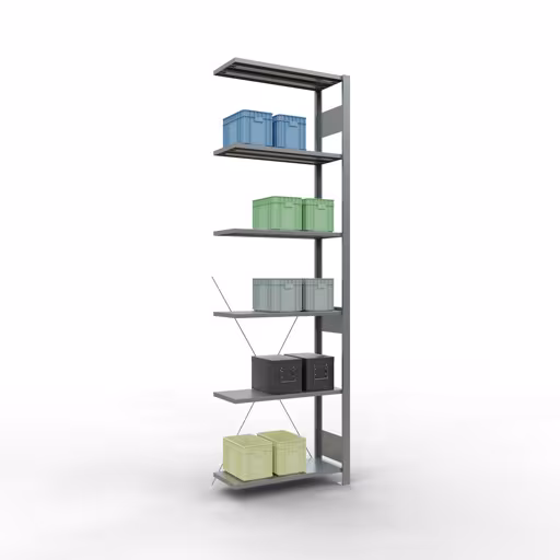 Immagine del prodotto n. 6 dell'articolo Ripiano aggiuntivo, ripiano, sistema a innesto MULTIplus150, 2500 x 750 x 300 mm (AxLxP), 6 ripiani, traversa, zincato dalla gamma di prodotti del sistema a innesto della marca Schulte Lagertechnik