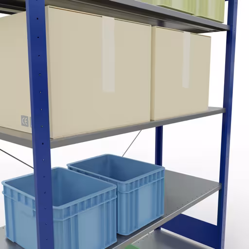 Immagine aggiuntiva dell'articolo Scaffale base, scaffale, sistema a innesto MULTIplus150, 2000 x 1300 x 500 mm (AxLxP), 5 ripiani, traversa, RAL 5010 blu genziana/zincato da scaffale base