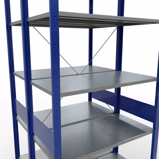 Scaffale base, scaffale doppio, sistema di scaffali MULTIplus150, 3000 x 1000 x (2x1000) mm (AxLxP), 2x7 ripiani, traversa, RAL 5010 blu genziana di Schulte Lagertechnik dalla categoria scaffali